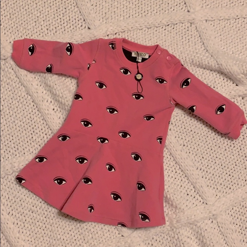 Kenzo eye logo baby girl sweater dress, 9 mn